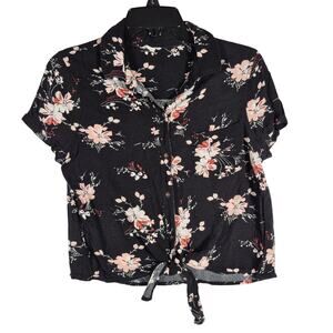 Aeropostale Tie Front Floral Button Down Womens size Medium